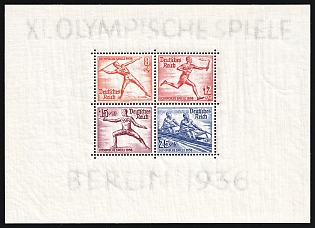 1936 Third Reich, Germany, Souvenir Sheet