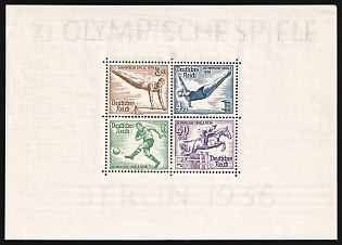 1936 Third Reich, Germany, Souvenir Sheet