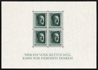 1937 Third Reich, Germany, Souvenir Sheet