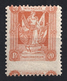 1920 20pf Joining of Marienwerder, Germany, Shifted Perforation