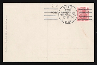 1910 (12 Aug) '22nd German Philatelists' Day and 14th Congress of the Union of German and Austrian Philatelic Societies in Kiel', German Empire, Germany, 10pf Postal Stationery Postcard locally addressed in Kiel, Special Cancellation