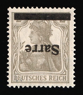 1920 2pf Saar, Germany, Inverted Overprint, Certificate, Signed