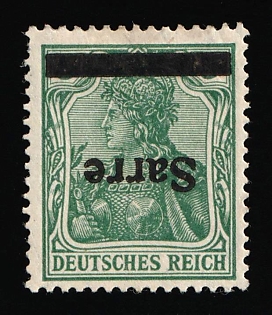 1920 5pf Saar, Germany, Inverted Overprint, Certificate, Signed