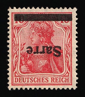 1920 10pf Saar, Germany, Inverted Overprint, Certificate, Signed