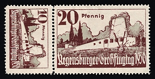1930 'Regensburg Air Show', German Empire, Germany, Semi-Official Airmail Stamps, Se-tenant, Zusammendrucke