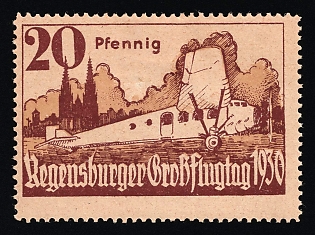 1930 20pf 'Regensburg Air Show', German Empire, Germany, Semi-Official Airmail Stamps, Se-tenant, Zusammendrucke
