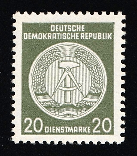 1954-56 20pf German Democratic Republic, Germany, Official Stamp