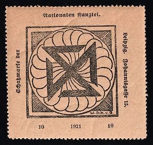 1921 'National Chancellery. Leipzig City Hall. Johannisgasse 15', Early Propaganda, Nazi Germany Third Reich Propaganda Label Stamp