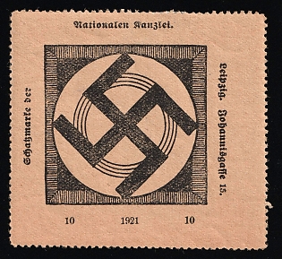 1921 'National Chancellery. Leipzig City Hall. Johannisgasse 15', Early Propaganda, Nazi Germany Third Reich Propaganda Label Stamp