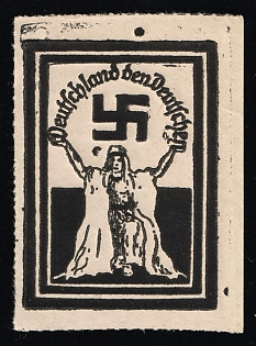 1920-1945 'Germany for the Germans', Nazi Germany Third Reich Propaganda Label Stamp
