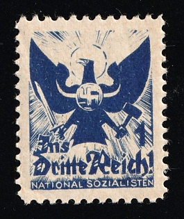 1920-1945 'Third Reich! National Socialists', Nazi Germany Third Reich Propaganda Label Stamp