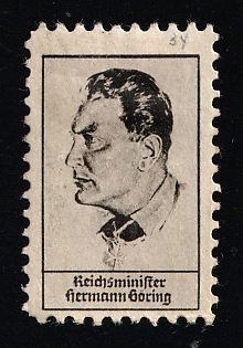 1920-1945 'Reich Minister Hermann Goring', Nazi Germany Third Reich Propaganda Label Stamp