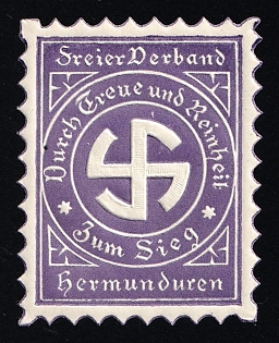 1920-1945 'Through Loyalty and Purity to Victory', Swastika, Nazi Germany Third Reich Propaganda Label Stamp