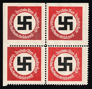 1920-1945 'German Spirit, German Goods, German Merchant', Swastika, Nazi Germany Third Reich Propaganda Label Stamp
