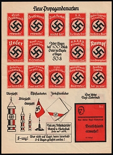 1920-1945 'New Propaganda Stamps', Large Poster, Swastika, Nazi Germany Third Reich Propaganda
