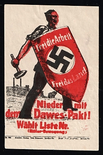 1920-1945 'Free the Work, Free the Country', Swastika, Nazi Germany Third Reich Propaganda Label Stamp