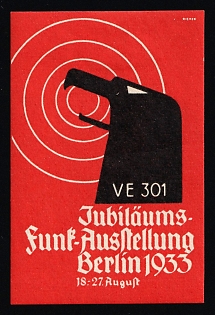 1933 'Jubilee Radio Exhibition Berlin 1933', German Eagle, Nazi Germany Third Reich Propaganda Label Stamp