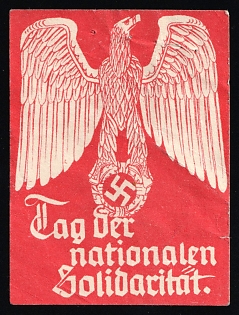 1920-1945 'National Solidarity Day', German Eagle, Nazi Germany Third Reich Propaganda Label Stamp