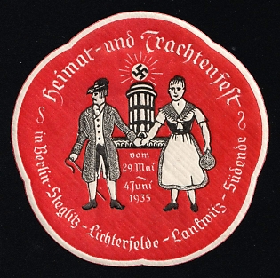 1935 'Local Heritage and Traditional Costume Festival', Nazi Germany Third Reich Propaganda Label Stamp