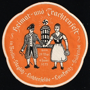 1935 'Local Heritage and Traditional Costume Festival', Nazi Germany Third Reich Propaganda Label Stamp