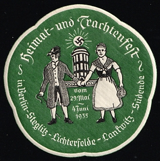 1935 'Local Heritage and Traditional Costume Festival', Nazi Germany Third Reich Propaganda Label Stamp