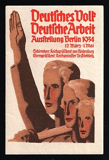 1934 'German People German Work Exhibition Berlin 1934', Nazi Germany Third Reich Propaganda Label Stamp