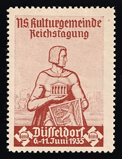 1935 'N.S. Cultural Community Reichstag', Nazi Germany Third Reich Propaganda Label Stamp