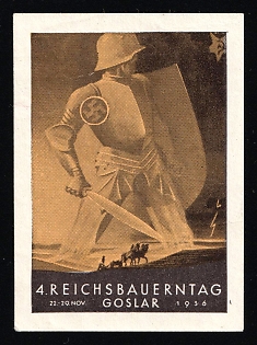 1936 'Reich Schedule of Farmers', Nazi Germany Third Reich Propaganda Label Stamp