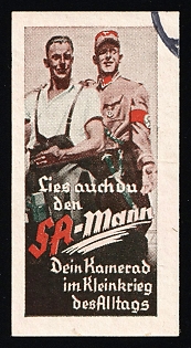 1920-1945 'You too Should Read Your Comrade in the Petty War of Everyday Life', Nazi Germany Third Reich Propaganda Label Stamp