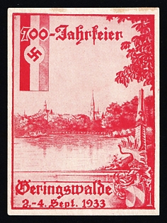 1933 '700th Anniversary Celebration of Geringswalde', Nazi Germany Third Reich Propaganda Label Stamp