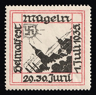 1935 'Mugeln Local Festival', Nazi Germany Third Reich Propaganda Label Stamp