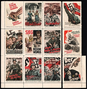 1920-1945 'One Fight, One Will, One Goal', Nazi Germany Third Reich Propaganda Label Stamp