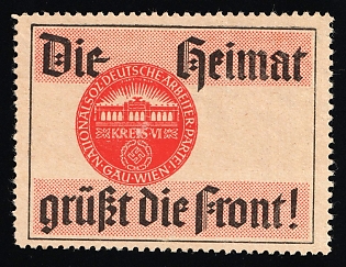 1920-1945 'The Homeland Greets the Front!', Nazi Germany Third Reich Propaganda Label Stamp