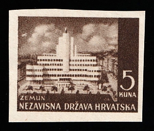 1942 5k Croatia, NDH, Brown Proof, Imperforate