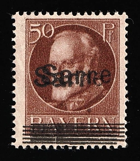 1920 50pf Saar, Germany, Signed, Certificate, DOUBLE Overprint