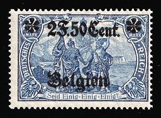 1916-18 2fr 50c on 2m Belgium, German Occupation, Germany, Signed