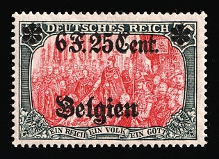 1916-18 6fr 25c on 5m Belgium, German Occupation, Germany, Signed