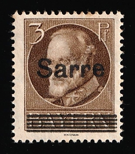 1920 3pf Saar, Germany, Signed