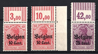 1916-18 Belgium, German Occupation, Germany, Margins, Plate Numbers, Signed