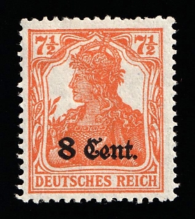 1916 8c on 7 1/2pf Western Lands, German Occupation, Germany, Signed