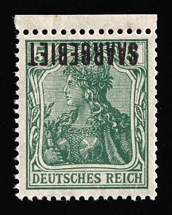 1920 5pf Saar, Germany, Signed, Margin, INVERTED Overprint