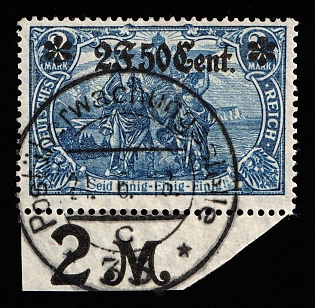 1916 2fr 50c on 2m Western Lands, German Occupation, Germany, Margin, Sheet Inscription, Signed