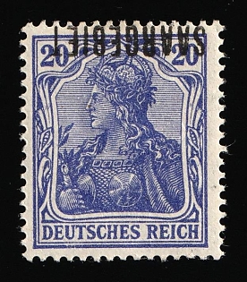 1920 20pf Saar, Germany, Signed, INVERTED Overprint