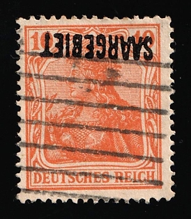1920 10pf Saar, Germany, INVERTED Overprint