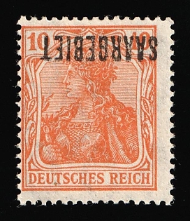 1920 10pf Saar, Germany, Signed, INVERTED Overprint