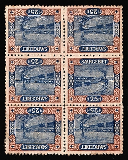 1921 Saar, Germany, Block of Tete-beche