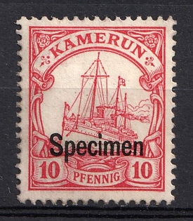 1900 10pf Cameroon, German Colonies, Kaiser’s Yacht, Germany, Specimen
