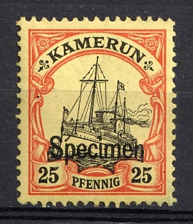 1900 25pf Cameroon, German Colonies, Kaiser’s Yacht, Germany, Specimen