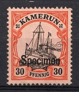 1900 30pf Cameroon, German Colonies, Kaiser’s Yacht, Germany, Specimen