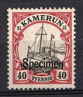 1900 40pf Cameroon, German Colonies, Kaiser’s Yacht, Germany, Specimen